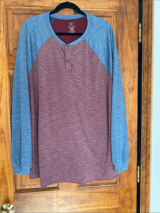 George Other - George Two-Tone Raglan Henley - Maroon Body with Blue Sleeves